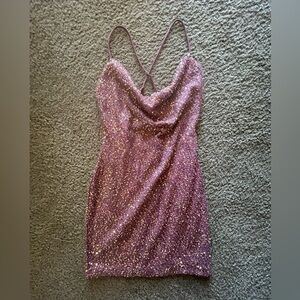 Pink Sequined Mini Dress💖